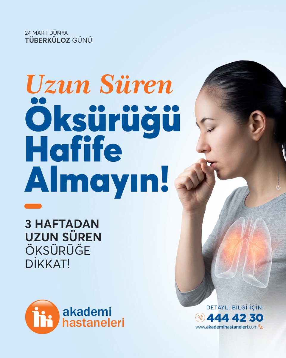 Tüberküloz, erken teşhis ve doğru tedavi ile kontrol altına alınabilen bulaşıcı bir hastalıktır.

Aşağıdaki belirtiler uzun süre devam ediyorsa mutlaka bir sağlık kuruluşuna başvurulmalıdır:

• 3 haftadan uzun süren öksürük
• Gece terlemesi
• Kilo kaybı
• Halsizlik