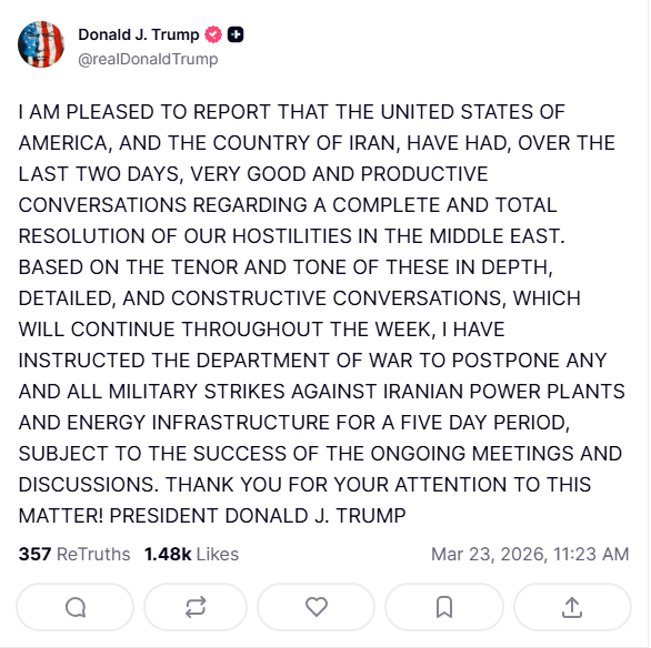 JamesJuxon's tweet photo. Latest from #trump #truthsocial #Iran #USA
#oil https://t.co/3wsmbHkD39