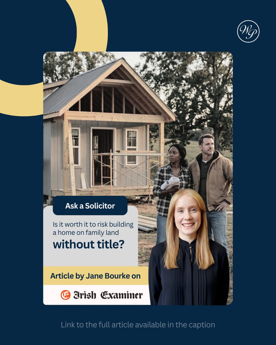 walsh_partners's tweet image. It may feel secure—but legally, ownership usually follows the land, not who paid to build. You may have rights, but only if they can be proven.

Read the full article here: irishexaminer.com/farming/arid-4…

🌐 walshandpartners.ie
.
.
.
#PropertyLaw #WalshAndPartners