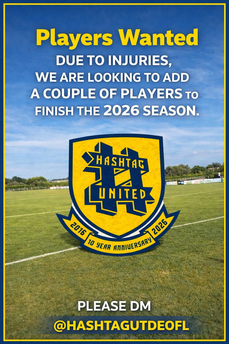 PLAYERS WANTED: 
Step 7 - <a href="/eofl/">eofl</a> prem division. 

Due to an unprecedented amount of Injuries we are looking to add a couple players before this weeks deadline to finish the season.
open to loans. 
Please DM or message 07802460502