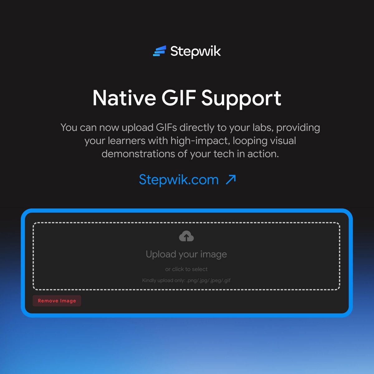 Stop writing "click here, then there." Just show them. 🎥

We’ve added Native GIF Support to our labs!

✅ Upload GIFs
✅ Capture complex UI flows 
✅ Demonstrate terminal commands 
✅ Loop high-impact visuals

Try it out now! 👇
stepwik.com

#BuildInPublic #Stepwik