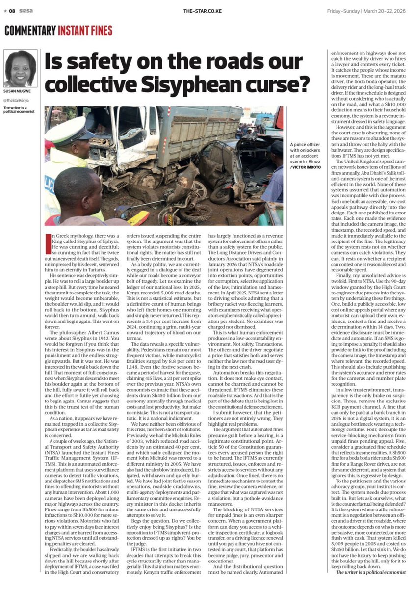 mugwe_s's tweet photo. Is safety on our roads our collective sisyphean curse?  https://t.co/Nw5TxMhYv7 @DavidNdii @HManyora @DavisMwendaK @KangetheWakanya @BenjiNdolo @OWALLARay @muchey @oyugibenjy @william_onono https://t.co/TOKT3K0h0N