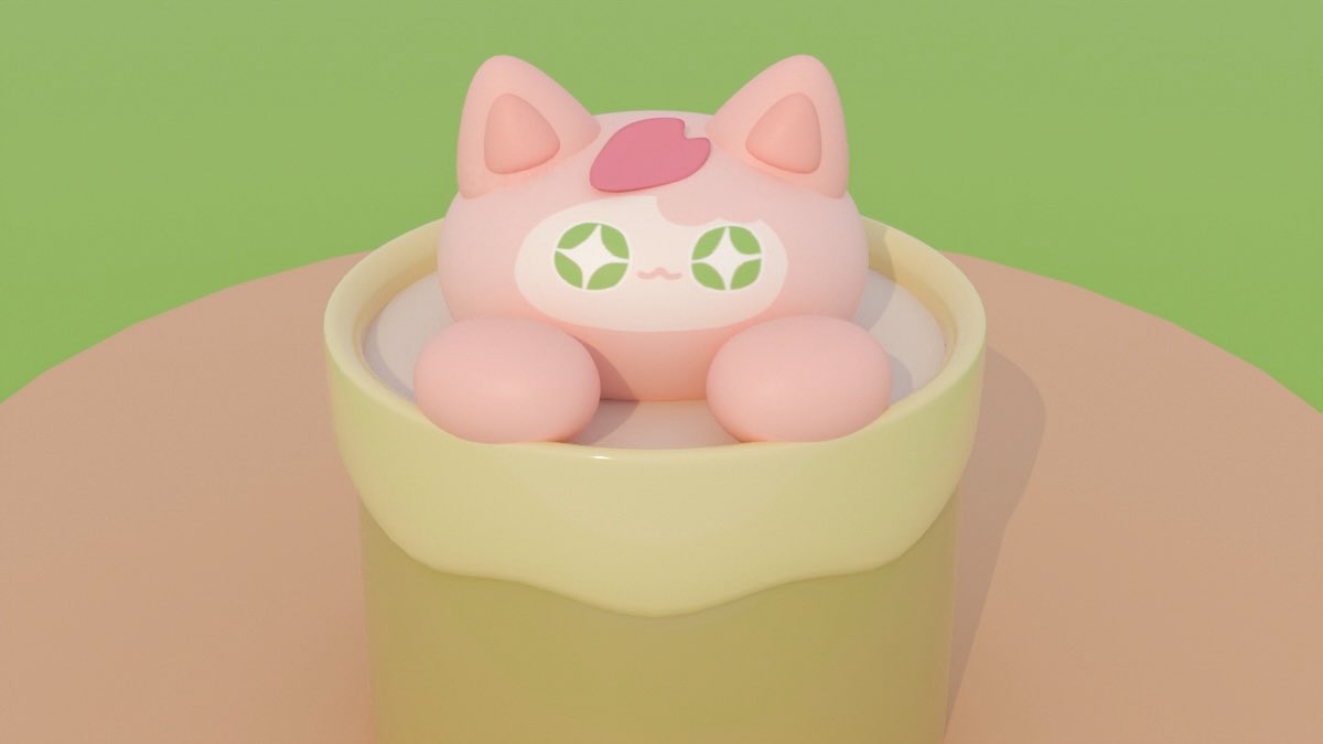 32xy2's tweet photo. 桜ラテねこ #blender #b3d https://t.co/ehf8LtgQRk
