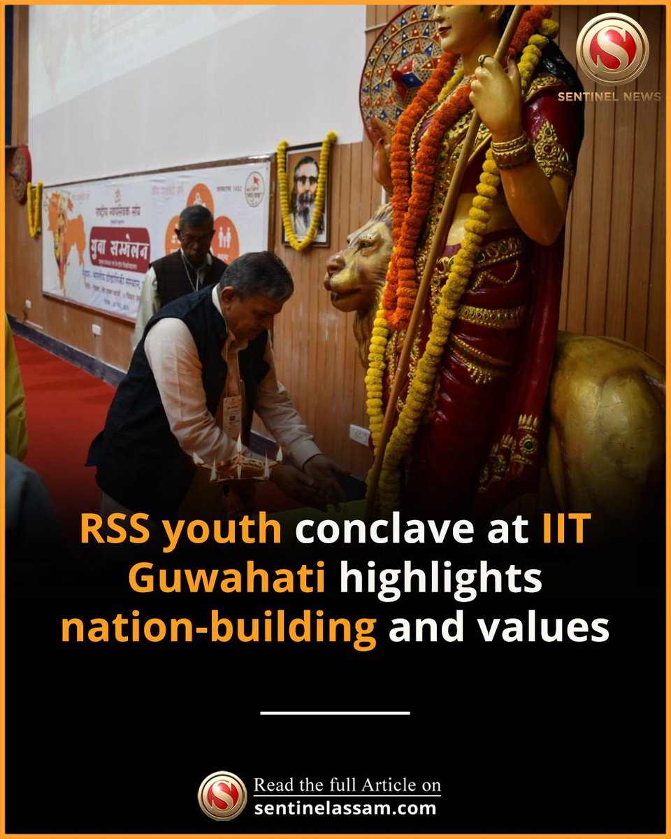 Sentinel_Assam's tweet image. A Yuva Sammelan was organised at IIT Guwahati as part of the RSS centenary celebrations, drawing participation from students of leading institutions across the city. 

#thesentinel #RSS #IIT