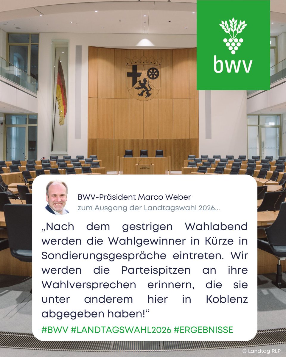Der BWV steht für Gespräche über landwirtschaftliche und weinbauliche Themen zur Verfügung. Er wird die kommenden Gespräche verfolgen und darauf achten, dass Zusagen auch eingehalten werden. Zentrale Themen gehören in den Koalitionsvertrag. #BWV #Ergebnisse #Landtagswahl2026