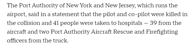 geotechwar's tweet image. An Air Canada (Flight AC8646) passenger recounts harrowing moments when the plane he was on crashed into a fire truck on the runway during landing at LaGuardia Airport in New York City; two pilots were killed, and nine others critically injured in the collision. #PlaneCrash