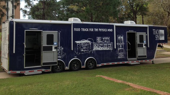 UNLPhysics's tweet photo. Today we are hosting a free visit from the “Food Truck for the Physics Mind,” a mobile demonstration lab!

Join us just north of Jorgensen Hall on W street for hands-on exploration.

Details: https://t.co/MIDZj9pS2s

@unlcas @UNLincoln @TeachspinInc https://t.co/lXFPYdJgpd