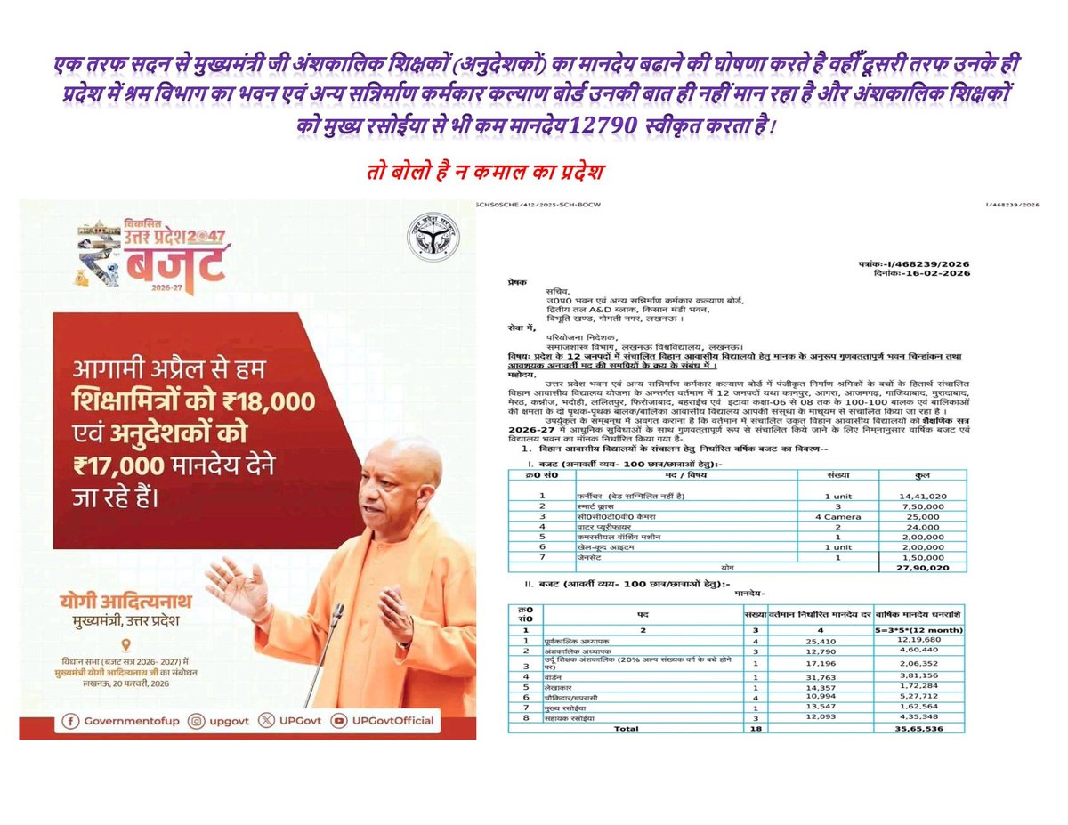 1MyVOICE's tweet photo. @upbocwboard @AnilRajbharbjp @myogiadityanath @UPGovt @UPLABOURDEPT महोदय जी क्या श्रम विभाग के भवन एवं अन्य सन्निर्माण कर्मकार कल्याण बोर्ड द्वारा संचालित विहान आवासीय विद्यालयों में कार्यरत अंशकालिक शिक्षकों को @basicshiksha_up अंशकालिक शिक्षकों (अनुदेशकों) की तरह 17000 मानदेय कब मिलेगा? कृपया ध्यान दीजिए  🙏