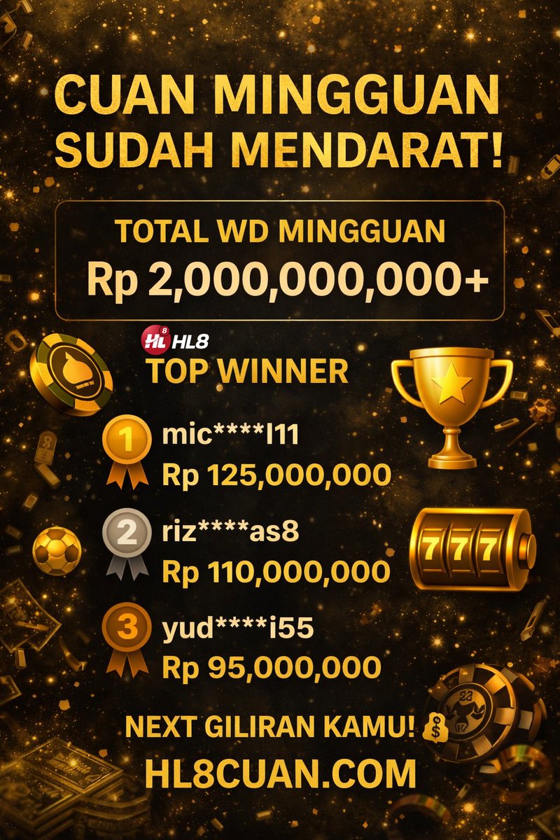 BrianRiantono's tweet image. 🖤✨ CUAN MINGGUAN RESMI CAIR! ✨🖤

Total WD minggu ini tembus Rp 2.000.000.000+ 💰🔥

🚀 Langsung gas sekarang: HL8CUAN.COM

#CuanMingguan
#TopWD
#WDJutaan
#MemberSultan
#AutoCuan
#HL8sport
#HL8cuan
#haellapan
#HL8indo
#HL8
