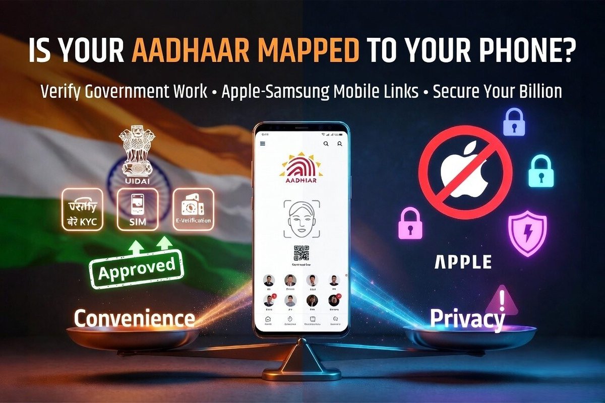 NewsJagranHQ's tweet image. 📱 नई सरकारी योजना: हर नए स्मार्टफोन में Aadhaar App प्री‑इंस्टॉल होगा!
❓ जानें क्यों Apple और Samsung विरोध कर रहे हैं, और डेटा‑प्राइवेसी पर क्या असर पड़ेगा।
🔗 Link in Bio
#NewsJagran #AadhaarApp #SmartphoneNews #PrivacyConcerns #Apple #Samsung #TechUpdate #DigitalIndia