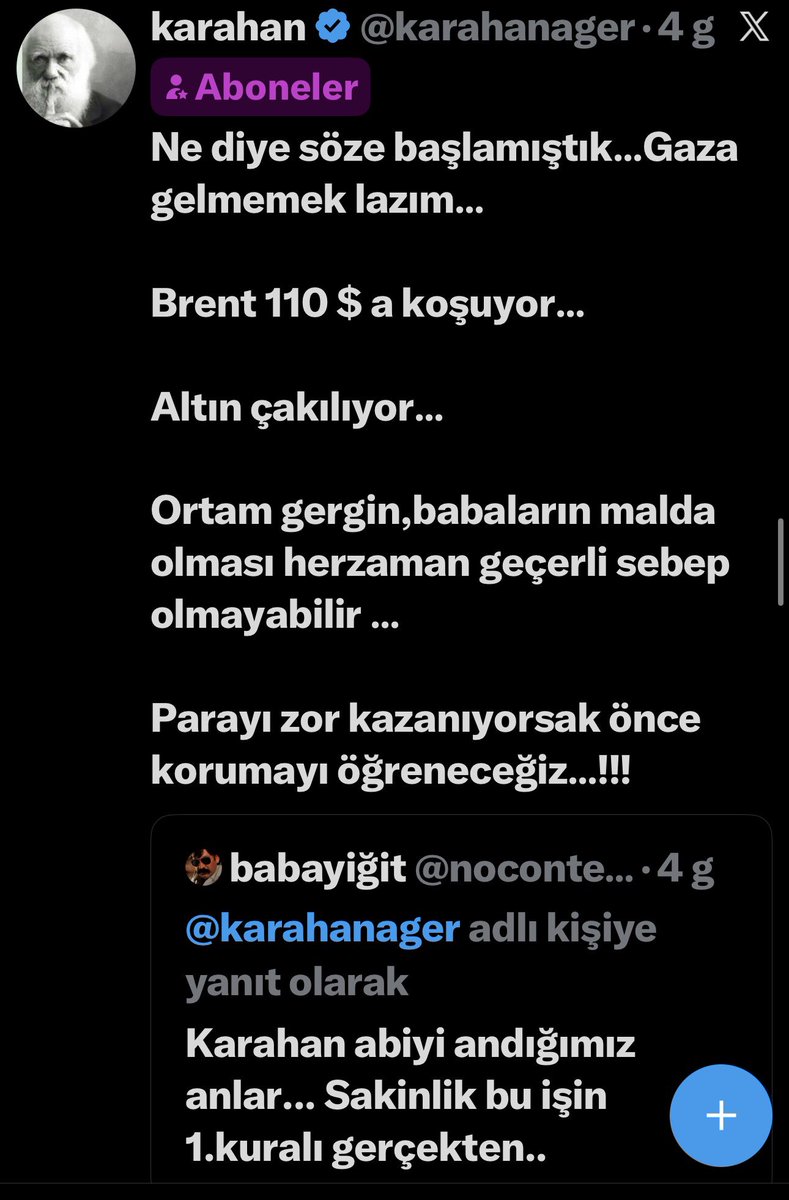 karahanager's tweet photo. 14.000 üzeri hisselerimizi sattıktan sonra özellikle son iki hafta tüm abonelerime sakinlik iyidir yazarken şunu söyledik;

“Gaza gelmeyin…”

Rakamlar harika işliyor gümüş ,altın ve bist bu gece rakamları guncelleyeceğim…

Borsalar belirsizliği sevmez…Savası ve 48 saati izliyoruz…

Akşam önemli noktalara değineceğiz…