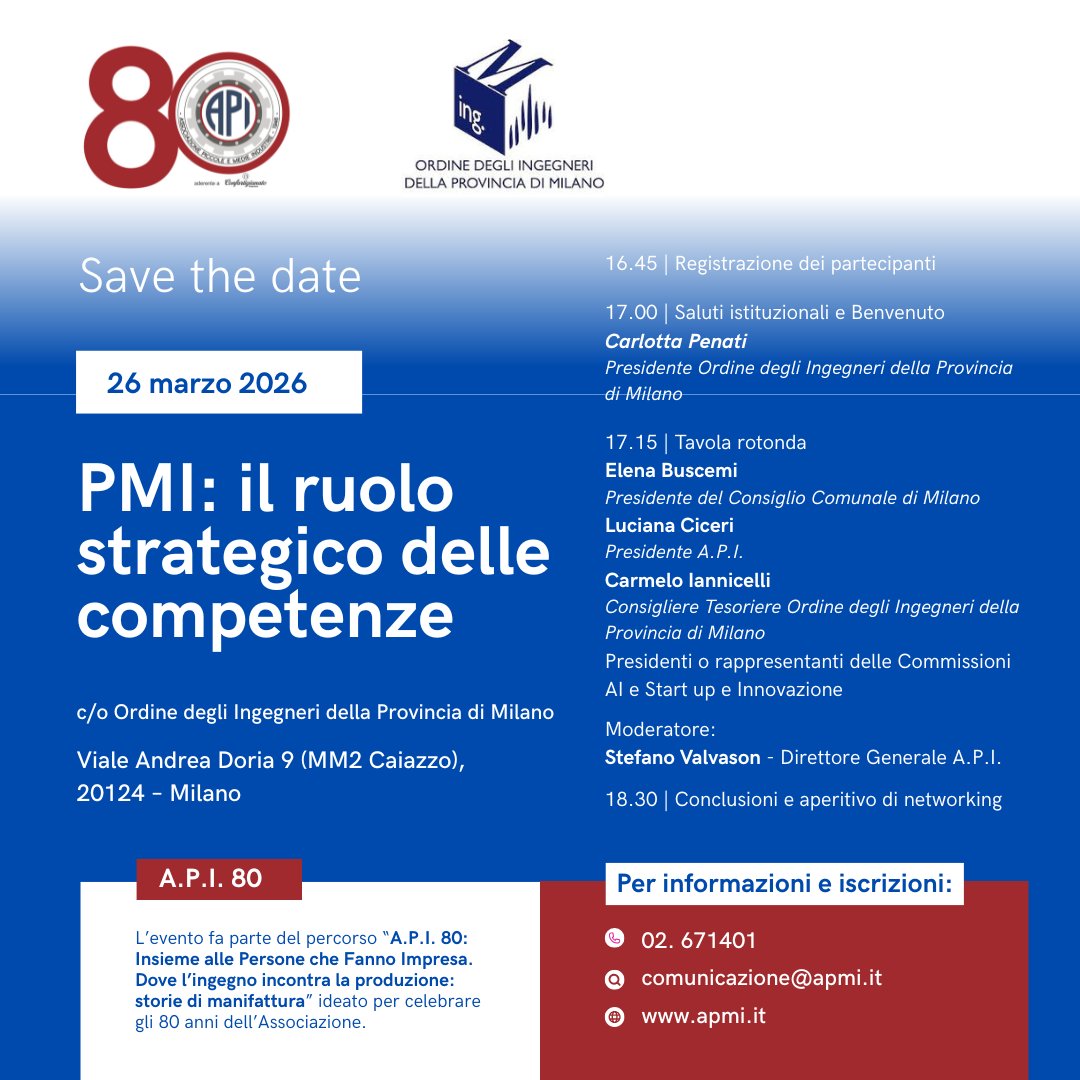 APIdal1946's tweet image. Buon lunedì!
Ecco gli appuntamenti in programma questa settimana!
Per iscriverti clicca sul calendario apmi.it !
Vi aspettiamo!

#apinonsiferma #webinar #corsi #apifaimpresa
