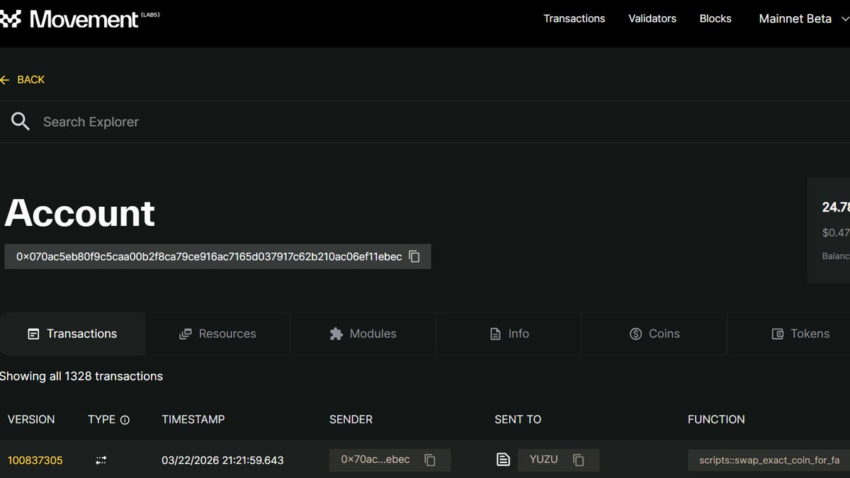Ellymams's tweet image. This is my total @movement_xyz  transactions... Movers never quit. We keep showing up with different moves.

#MovementNetwork #100MTransactions