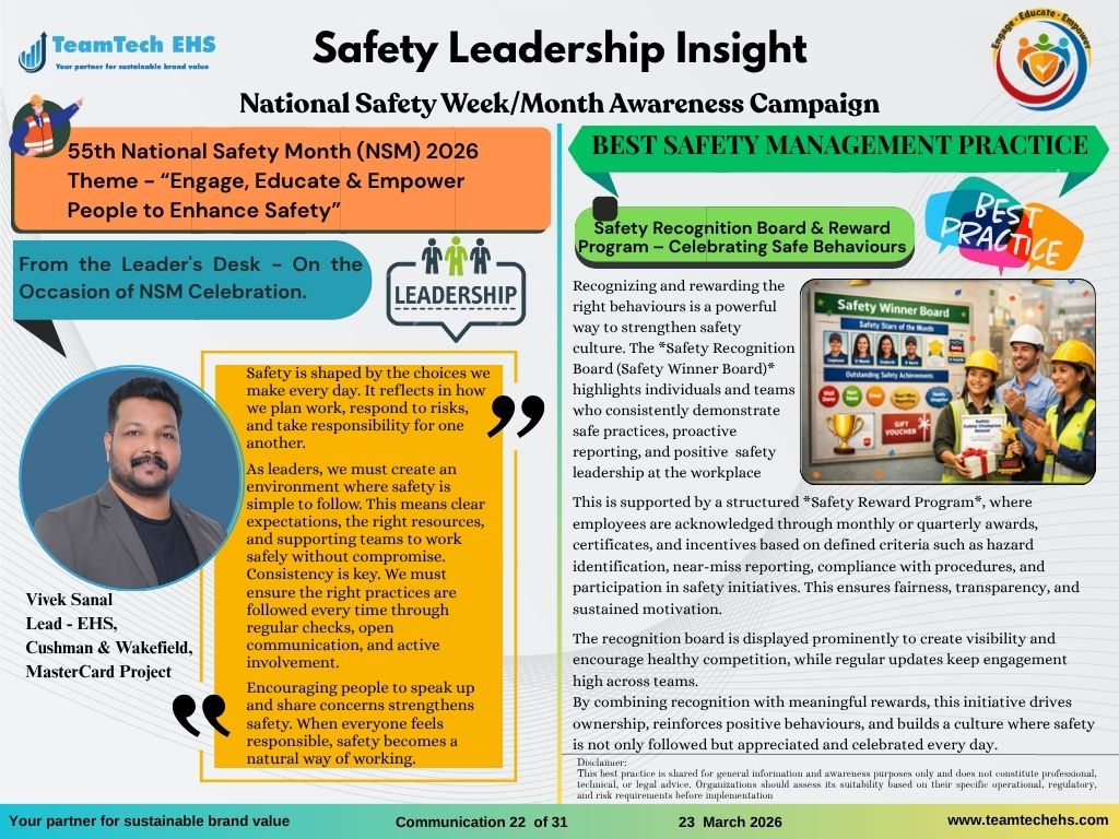 dipilkumar's tweet photo. We are pleased to share the twenty-second communication of our National Safety Month campaign.

In this edition, we feature Vivek Sanal, Lead – EHS, Cushman &amp; Wakefield. https://t.co/9hfqjRzAAe