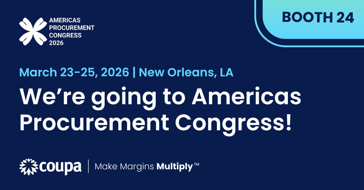 Going to Americas Procurement Congress? So is Coupa. Stop by our booth and say hi to my colleagues!