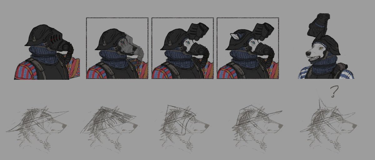archinist's tweet photo. Something I think about a lot. Even more so now that I started a world building project. Functionality, aesthetics, &amp; comfort. How'd they go about it?

I imagine either having some space inside for decent ear foldage or ear holes with protective caps for cover whenever needed. https://t.co/qT2nzG8SRK