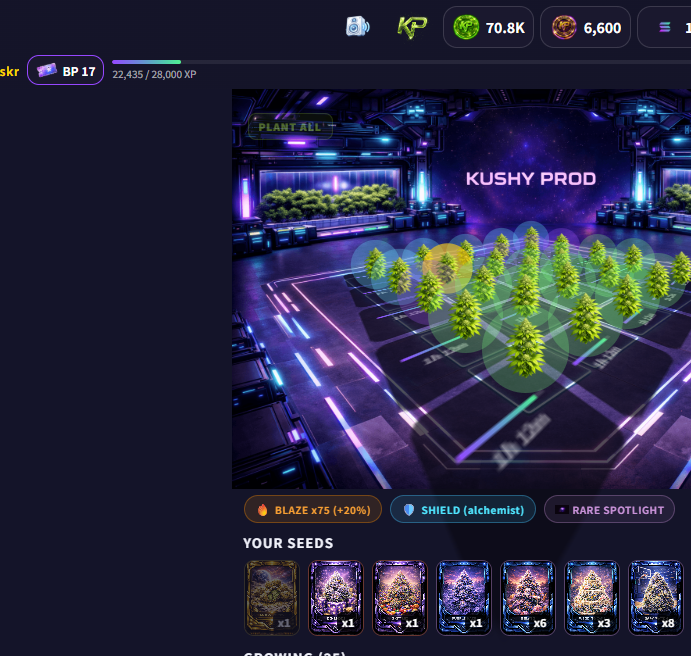 pig5868's tweet photo. Show me your Kushy Prod farm, I have reached level 17.
If you don't have an account yet, please use my invitation code: 5555555. SKR to receive KPX Solana Seeker Commemorative Edition SBT and $100 tokens after entering
@KushyProd https://t.co/bKL3uzmihp