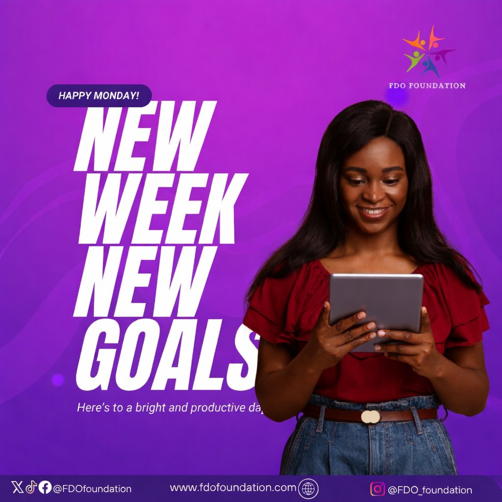 A new week means another chance to try again, grow again, and move closer to your goals.

Don’t give up. Start small, stay consistent, and keep going.

Happy New Week from FDO Foundation 💜
#fdofoundation #mondaymotivation #oyo #charity