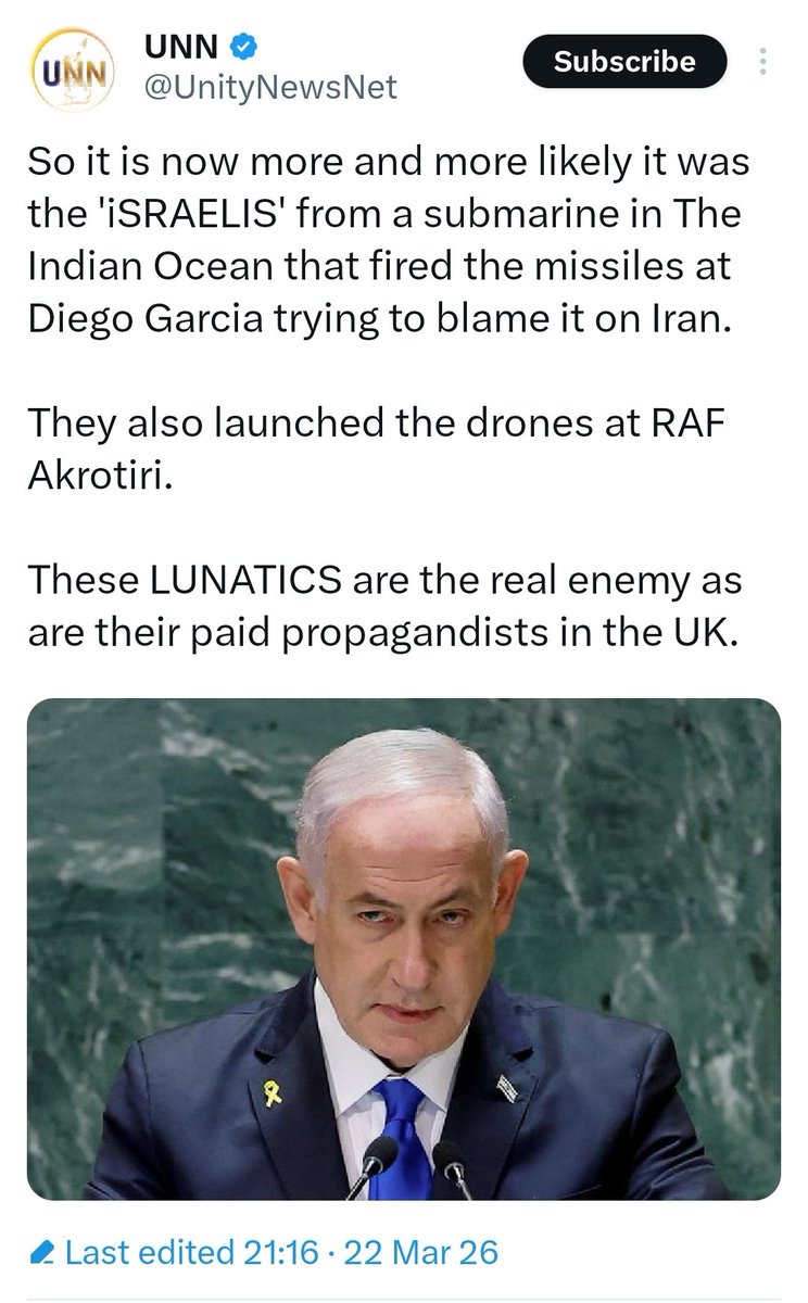 LucindaRhysEvan's tweet image. It was #Israelis who attacked the #British and #American bases in #DiegoGarcia, not the #Iranians to draw UK &amp;amp; EU into illegal war.

#Zionism &amp;amp; #Israel are vile, brutal, deceptive &amp;amp; inhuman and  seek to burn down entire world to provide 'lebensraum' for #Zionists. 
#Falseflag