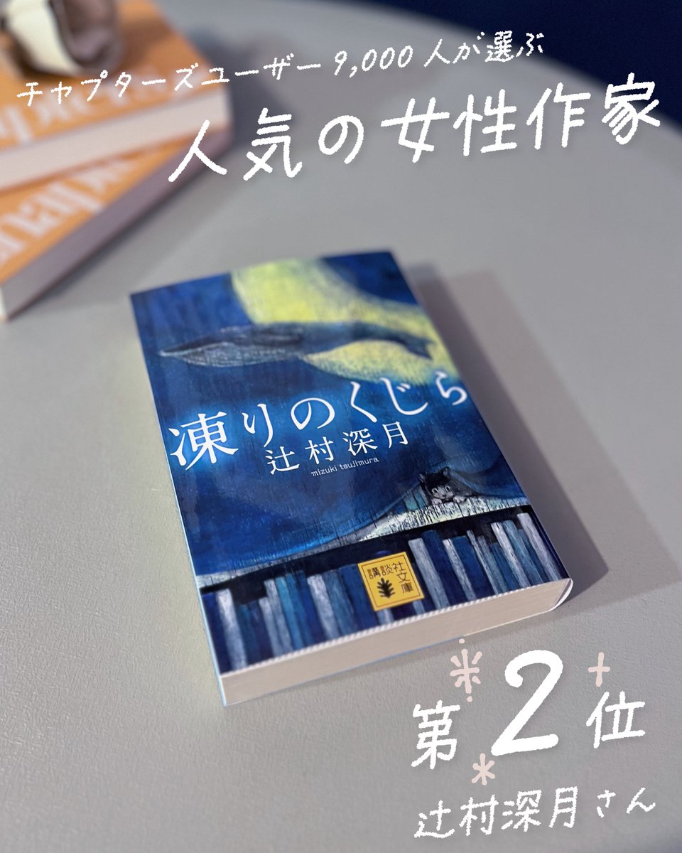 MissionRomantic's tweet photo. 3月 #Chapters書店 は特別に最新選書を公開中🤫

チャプターズ会員が選ぶ好きな女性作家トップ3の選書が並びます。

📕凍りのくじら / 辻村深月

失踪した父と病気がちな母の間で、自分の人生をどこか他人事のように生きる女子高校生。
ドラえもん、そして周囲の人々との出会いを通じ、自分の世界を広げていく10代の視点を繊細に描いた少し不思議な傑作物語。

文庫本のページ数： 576ページ（長編小説）
読了しやすさ： ★★★☆☆

＜おすすめポイント＞
ドラえもん？ ミステリー？ 海洋生物？
正直、どんなにあらすじを読んでも内容が入ってこない一冊で、好きな作家さんなのに手が伸びぬまま数年が経っていました。

今回、チャプターズのお客様が選んだ「好きな女性作家」から選書することになり、ようやく読んだのですが...

確かに、これはドラえもんであり、ミステリーであり、海洋生物でした！笑

辻村深月さんという作家は、分野にすると青春小説やミステリーに含まれますが、もう彼女独自のジャンルが存在していると作品に触れるたびに感じます。辻村深月というジャンルは上下巻が多いことも特徴ですが、今回は500ページを超える長編でありつつぎりぎり1冊完結！発送規定もギリギリ通過し選書入りです。（今月の恩田さんの小説と同じページ数、偶然！）

私（選者=書店主・森本）が辻村作品と出会ったのは20代後半でしたが、辻村さんには、思春期に置きっぱなしにしてきた言い得ない感情を拾い上げてくれるような優しさがあります。美化しない青春がかえって美しく、もしも10代で読んでいたらどれほど救われただろう、どの作品に触れても思わずそんな気持ちに。

本作で初めて辻村作品と出会う方は、前情報なしにどうぞ楽しんでください。導入にも最適です！
元々大好きだった方は、読了後「あなたのベスト辻村作品」を語ったり紹介するアペロも盛り上がりそうです。

https://t.co/pLiKPVwNA8

----- 新規ご登録のお客様へ -----

3月の選書は有名作家さんの3作品。
持っている・知っている方も多い名作なので、本のお届けなしで【ビデオチャット・アペロを1円で試せるお得なクーポン】をご用意しました！

【本のお届けなし（既に読んだ方）】
・招待コード：NOBB03HR
・ご登録金額：税込1円 ※1ヶ月プランのみ適応

【本のお届けあり】
・招待コード：SP03OTDK
・ご登録金額：税込1,500円 ※1ヶ月プランのみ適応

チャプターズを気軽にお試しできるチャンス！月末にご登録しても、4月末までビデオチャットに参加できるのがチャプターズの特徴です。

皆様のご来店をこころよりお待ちしております。

※招待コードをご利用のお客様は、ご決済金額にお間違いがないか確認の上ご登録へお進みくださいませ。（返金・キャンセル等は対応不可 / 割引は初月のみ適応）
※今月新たにご登録のお客様はskipをご選択いただけません。本をお届け希望でないお客様も、ご参加希望のビデオチャットの本をご選択くださいませ。