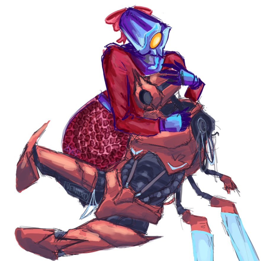 veniiax's tweet photo. #V2 x #Mirage collabs with my twin @BoginiOlif (I drew V2) cuz my account empty as hell 🥹 
#ultrakill https://t.co/oaKDXFeH84