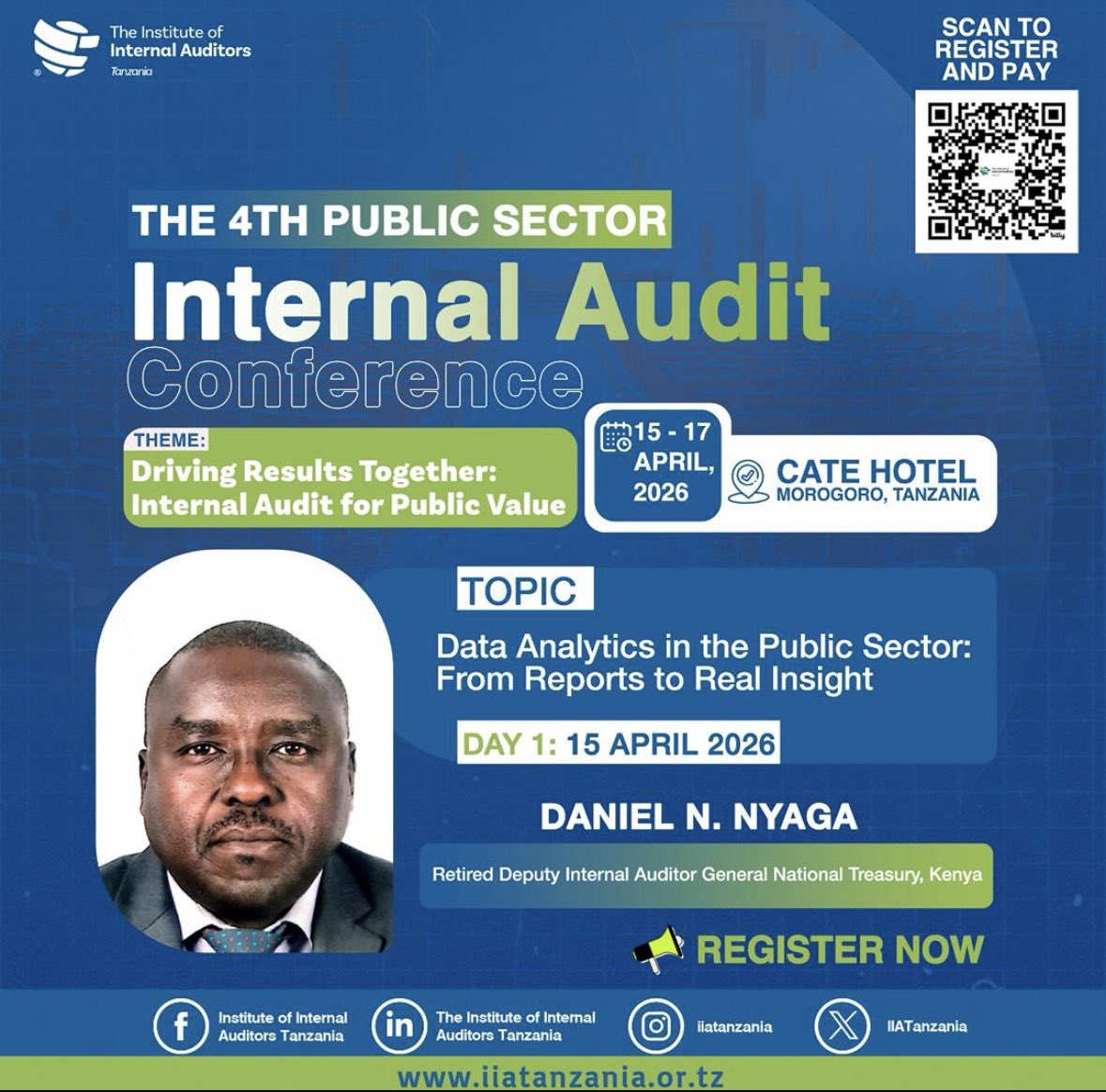 Speaker Spotlight | 4th Public Sector Internal Audit Conference

Join Daniel Nyaga, Retired Deputy Internal Auditor General, from Kenya for an insightful session on:
“Data Analytics in the Public Sector: From Reports to Real Insights.”

With over 30 years of experience in