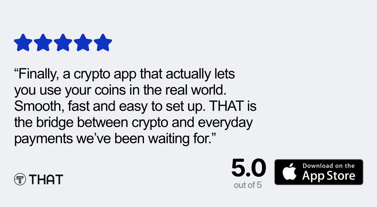 “Finally, a crypto app that actually lets you use your coins in the real world.”

That’s what it’s all about.

We’re building THAT to make crypto simpler, more practical, and more useful in everyday life. ⭐⭐⭐⭐⭐