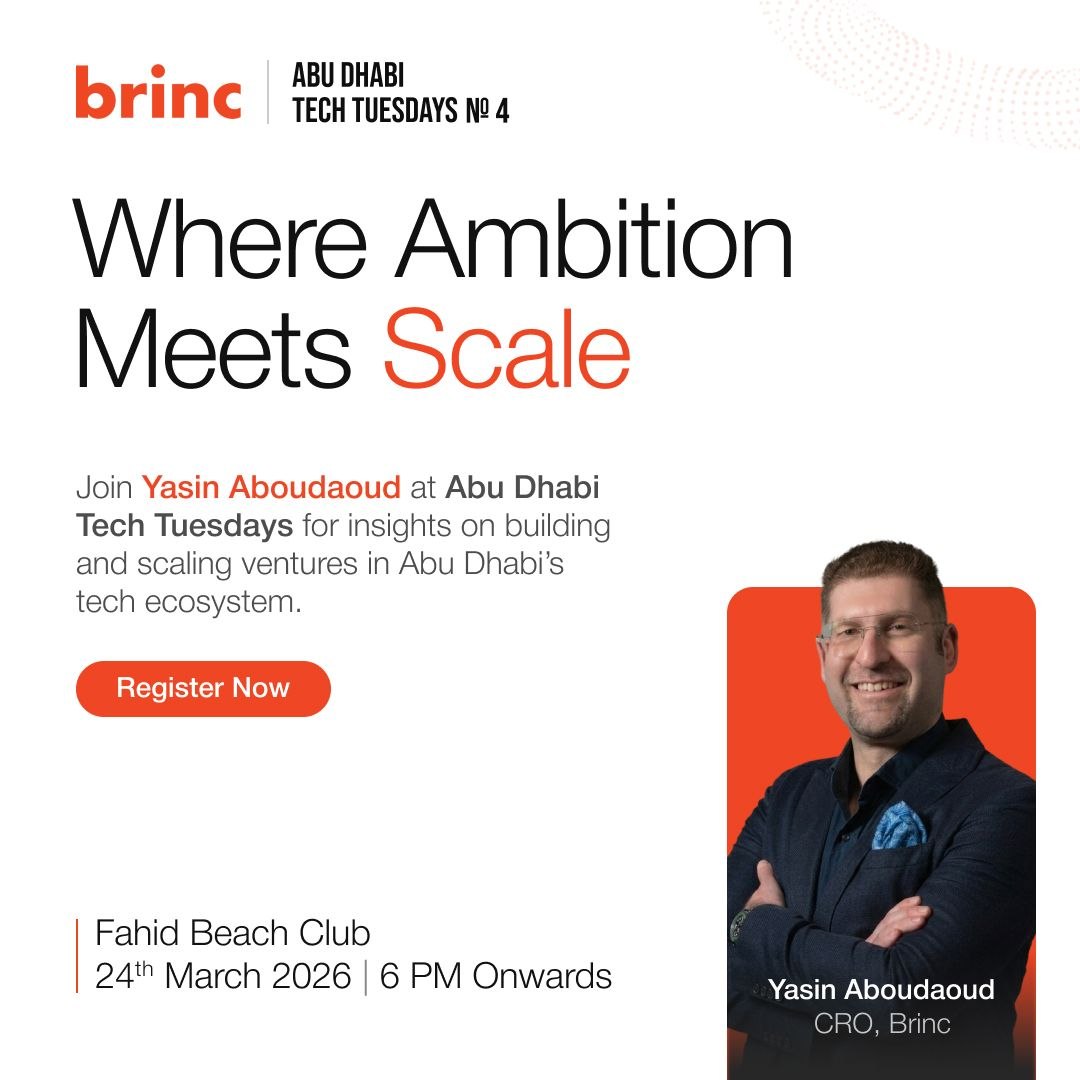 brincvc's tweet photo. Our CRO, @YAboudaoud will be speaking at Abu Dhabi Tech Tuesdays 🚀

He’ll be sharing insights from the frontlines of building and scaling ventures at Brinc, while connecting with founders, investors, and operators shaping what’s next.

Abu Dhabi’s tech scene is scaling fast backed by serious capital, long-term vision, and global ambition.

It’s quickly becoming a hub where founders don’t just build startups, they build category leaders.

If you’re in Abu Dhabi, it would be great to see you there.

Join here:

 [ https://t.co/nvQwfdPFGT ]
