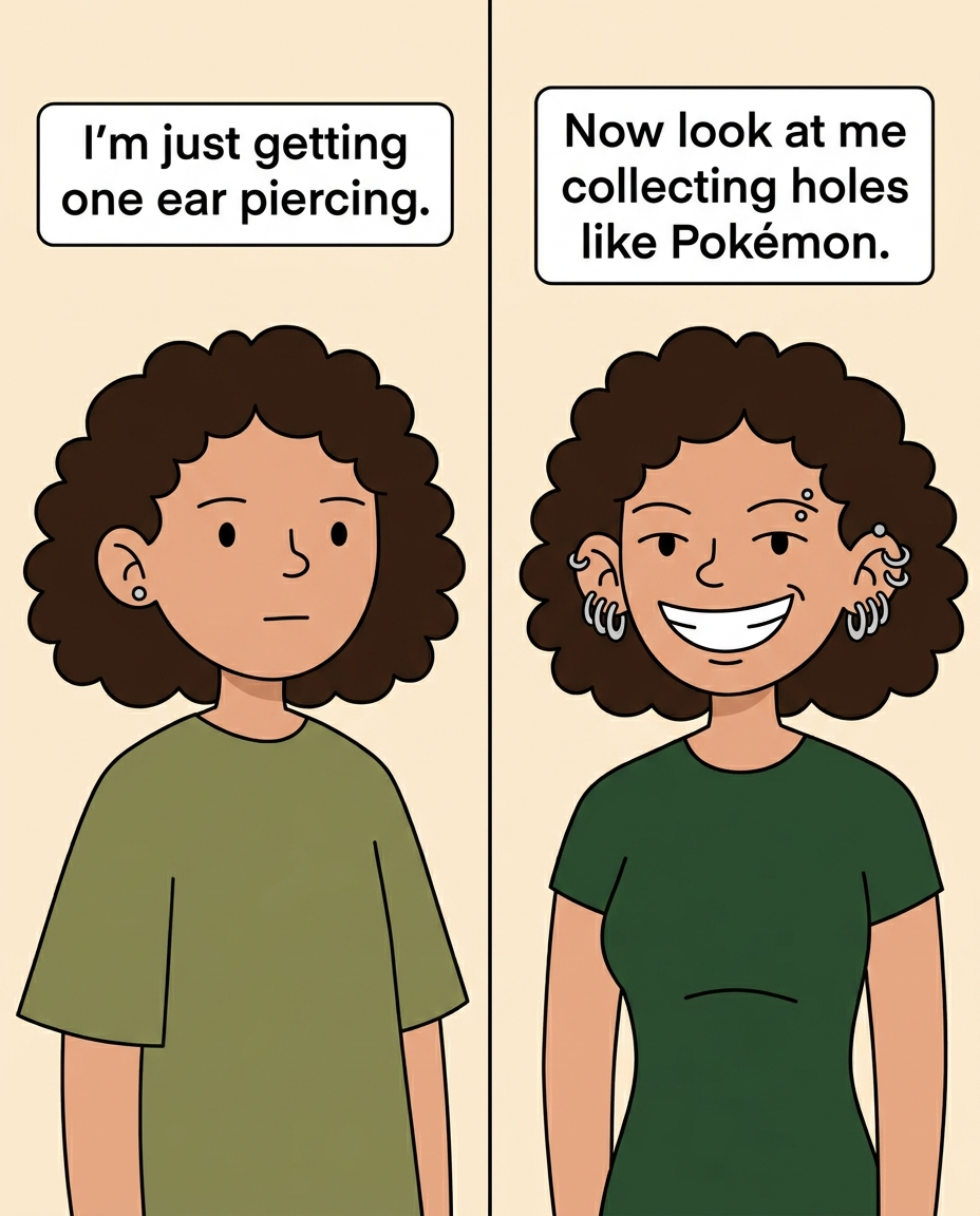 stepoy26's tweet image. i really thought this was gonna be a one-time thing lol #piercing #piercinghumor #earstack #nosepiercing #goldhoops #altstyle #fashionhumor #relatablecontent #memeart #genzhumor