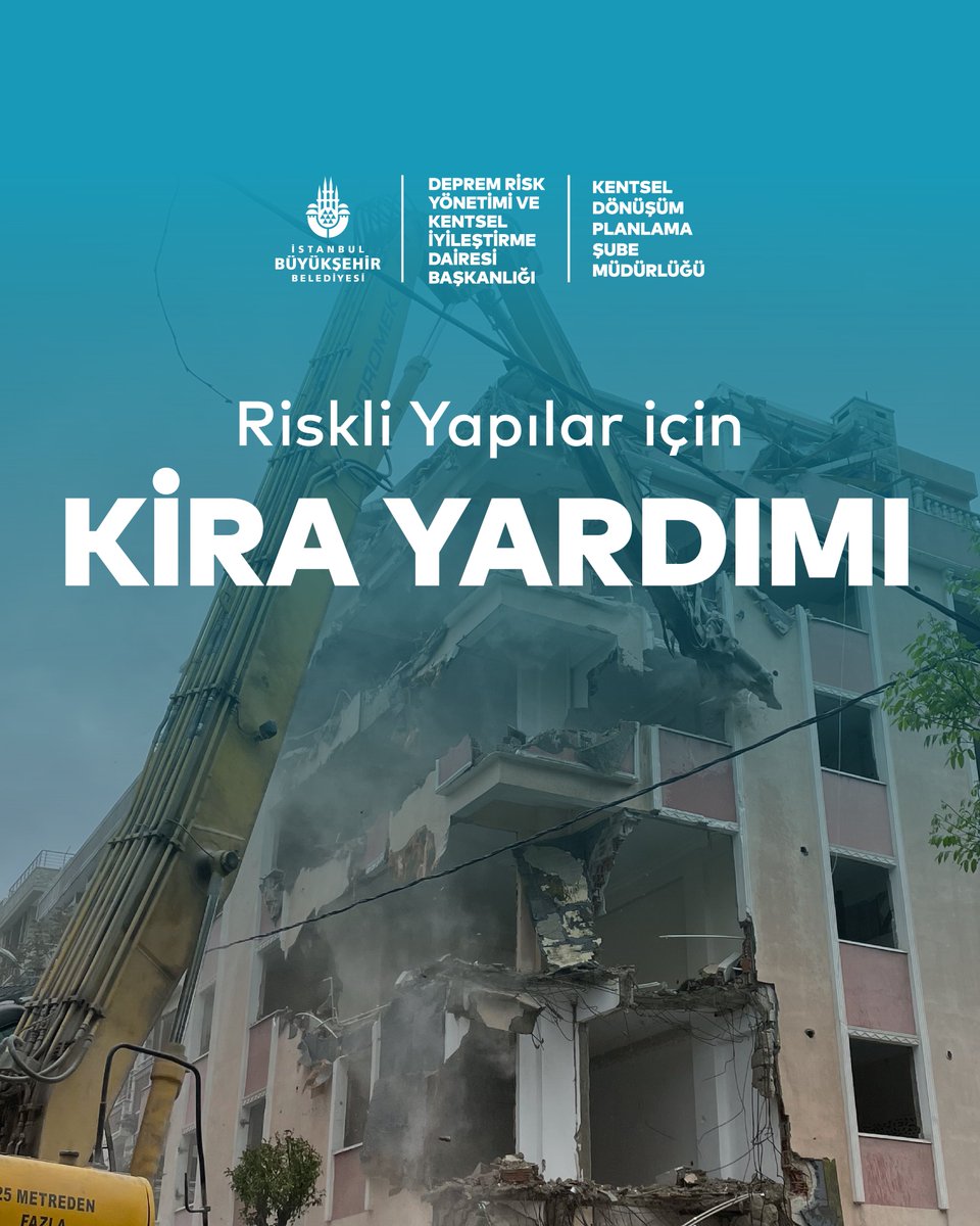 ibbdonusum's tweet photo. Kira desteği alabileceğinizi biliyor muydunuz?

Hızlı Tarama Yöntemi ile yüksek risk sınıfında belirlenen ve tahliye ile yıkımı tamamlanan yapılar için İBB tarafından kira desteği sağlıyoruz.

Detaylı bilgi:
https://t.co/Q1LkLbZVhv https://t.co/GDDr0xibLi