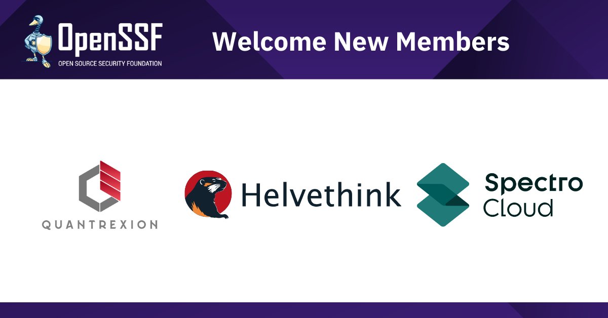 openssf's tweet photo. At Open Source #SecurityCon Europe, we welcome Helvethink, Spectro Cloud, and Quantrexion as General Members, introduce Kusari Inspector, and launch the OpenSSF Ambassador Program.
Read the Announcement: https://t.co/Puh3VoGPXW https://t.co/4H6duZsRG4