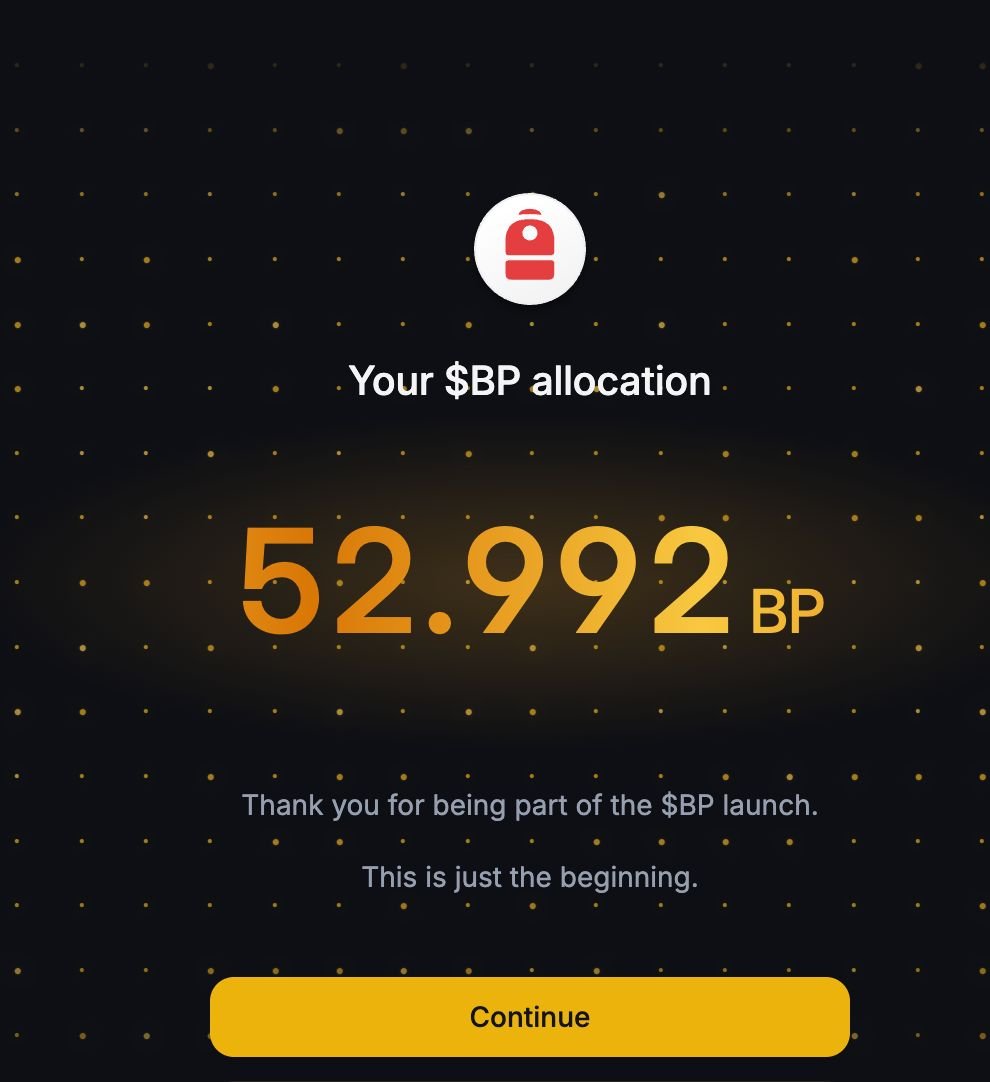 🚨Backpack'in tokenı $BP bugün listeleniyor. Airdroptan 53.000 $BP kazanmışım. Siz de aşağıdaki linkten kazandığınız adetleri görebilirsiniz.

✅backpack.exchange/bp-claim

Türkiye'de hiç kimse #Backpack konuşmazken yeni $BNB olabilir, mutlaka airdrop kasın demekten dilimizde tüy