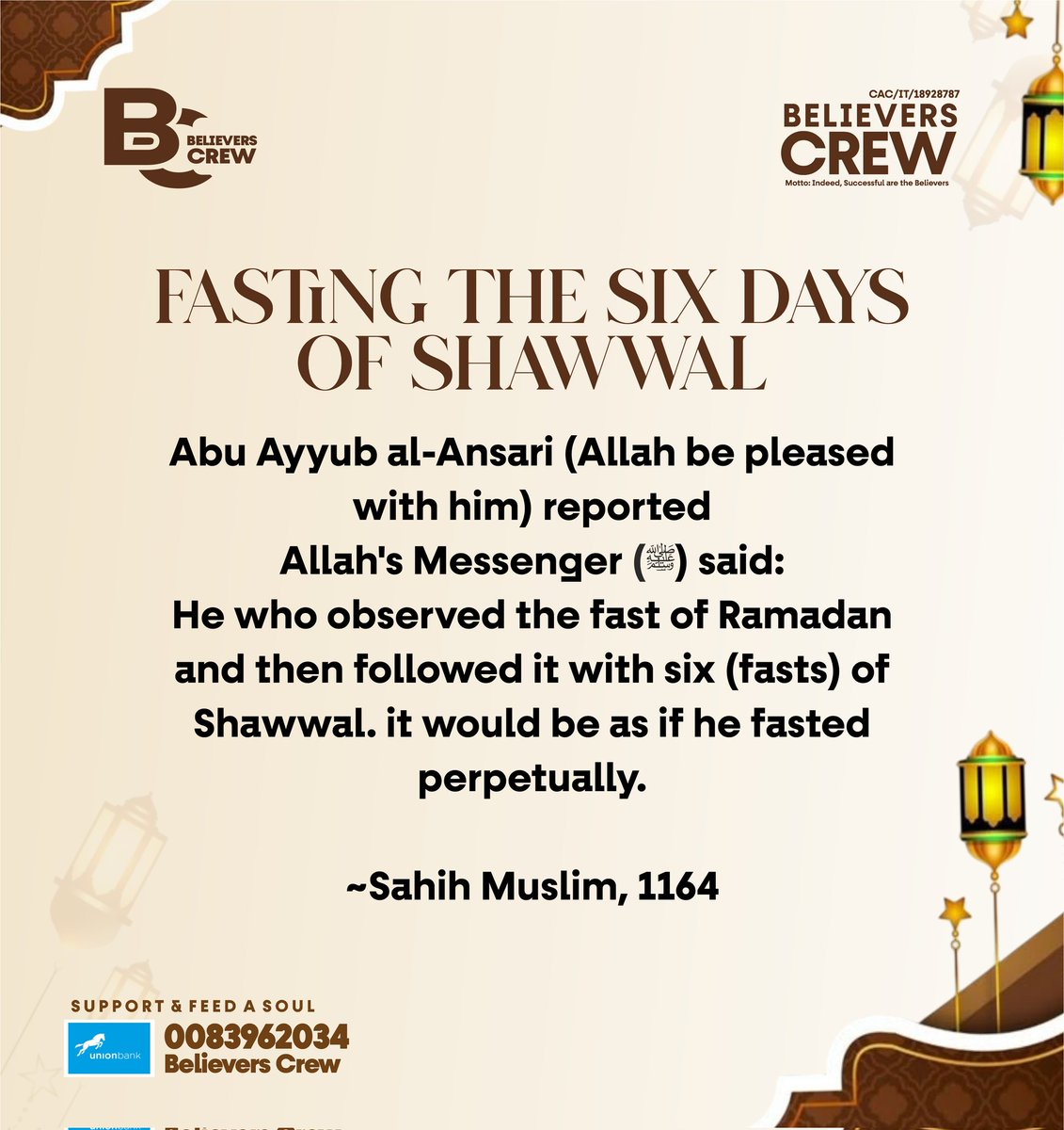 Believers_Crew's tweet photo. FASTING THE SIX DAYS OF SHAWWAL https://t.co/KDlNKuXPCB