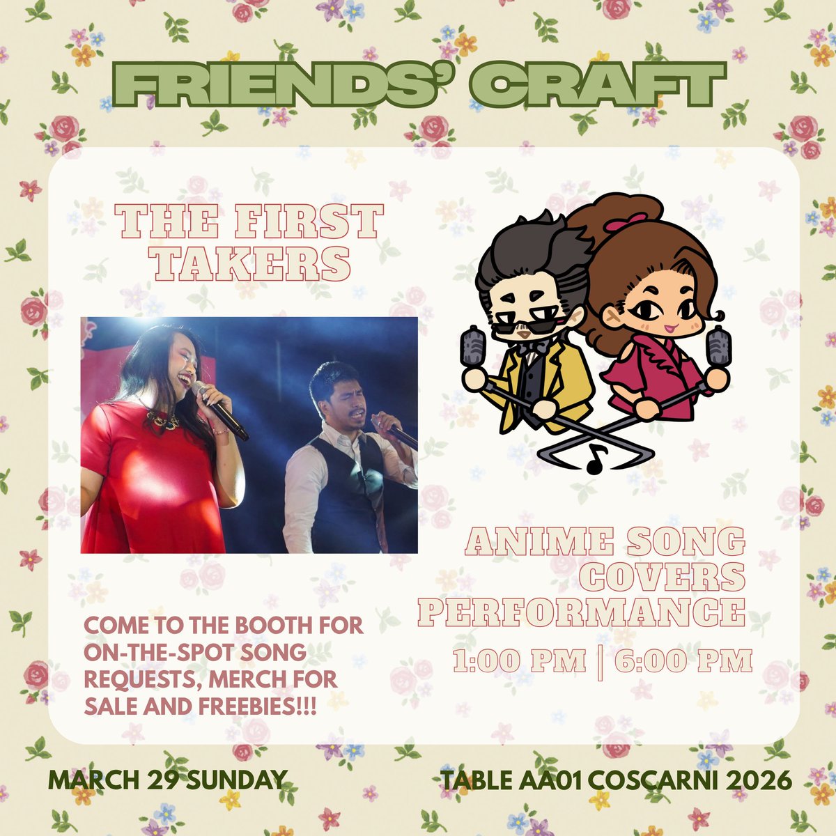 a little red (not) riding hood is gonna lurk at AA01 on day 2...

PatYam and Tensai are performing at coscarni, twice!

this fae is "assisting",
*shakes lump of merch in a sack*
see you there!

#cosplay #CosplayPH
#CosplayCarnival2026
#Coscarni2026