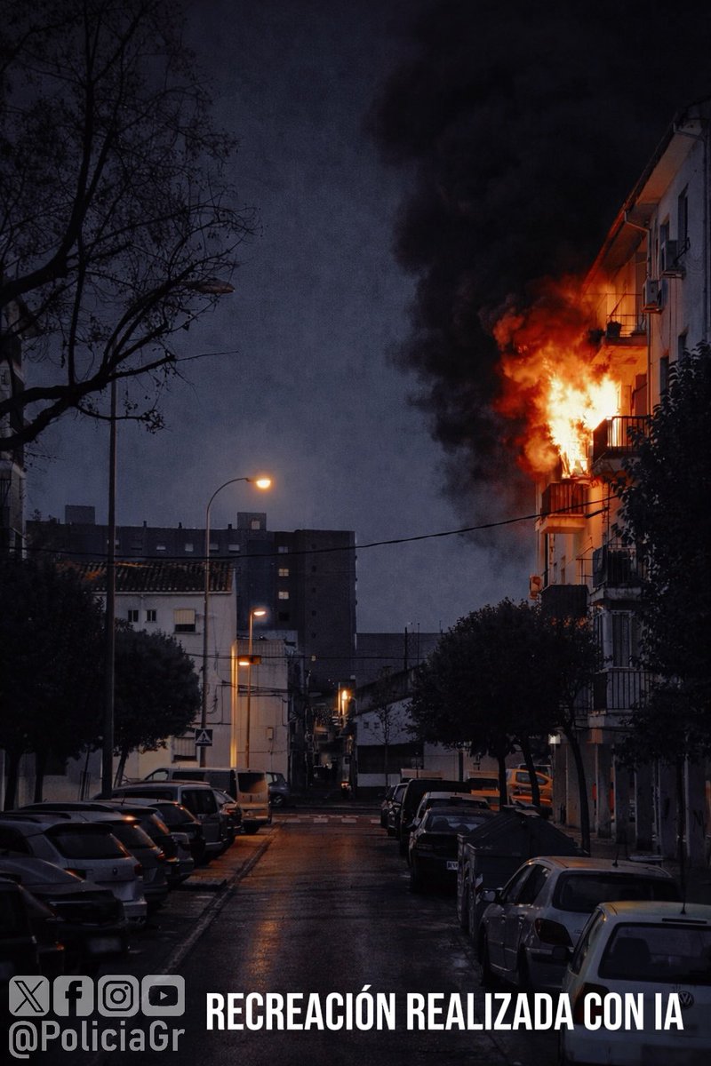 PoliciaGr's tweet photo. Orgullo de compañeros. 💙 Anoche agentes del #GAPB, con ayuda de unas escaleras, consiguieron evacuar a 3 miembros de una familia atrapadas por un incendio en una 2ª planta que, presas del pánico, iban a arrojarse al vacío.
Gracias a su rapidez, hoy no lamentamos víctimas. https://t.co/5DJeslg6lN