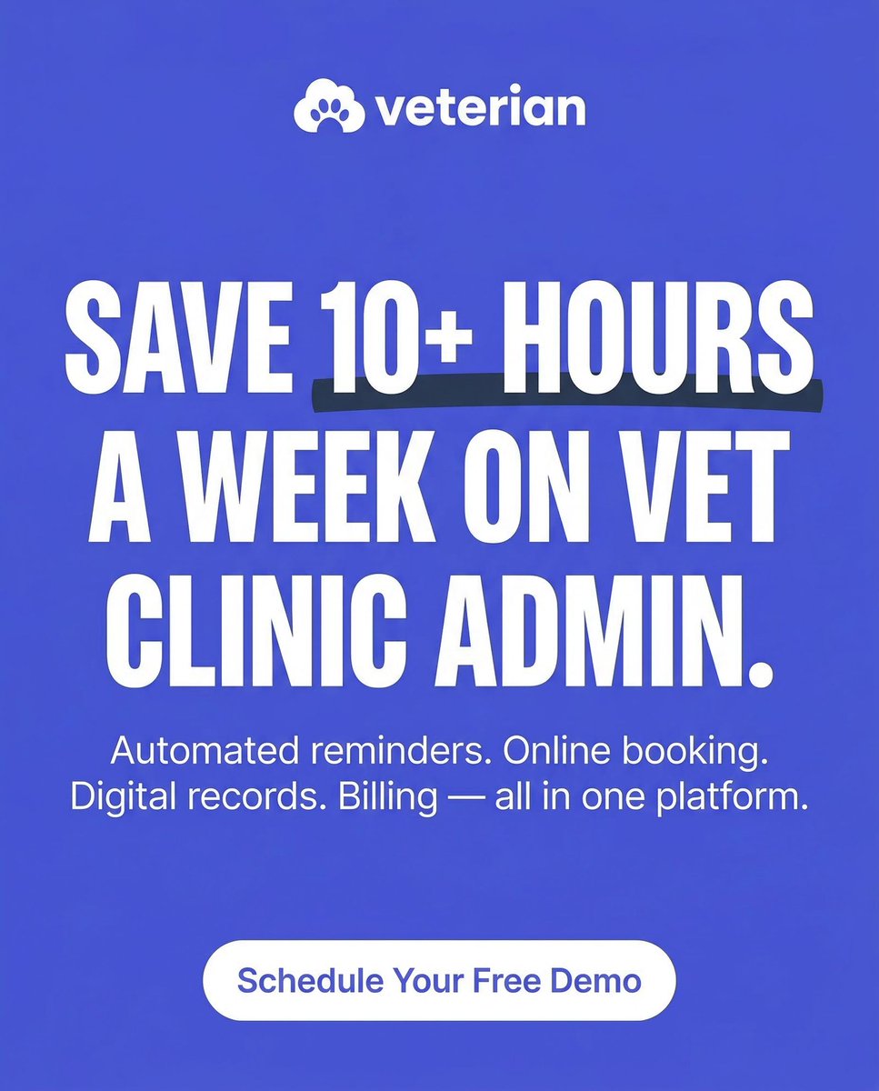 veterianapp's tweet photo. Save 10+ Hours A Week On Vet Clinic Admin.  #veterinary #veterinaryclinic #vetclinic #vetclinicapp  Automated reminders. Online booking. Digital records. Billing - all in one platform. https://t.co/rOztu0Gt1d