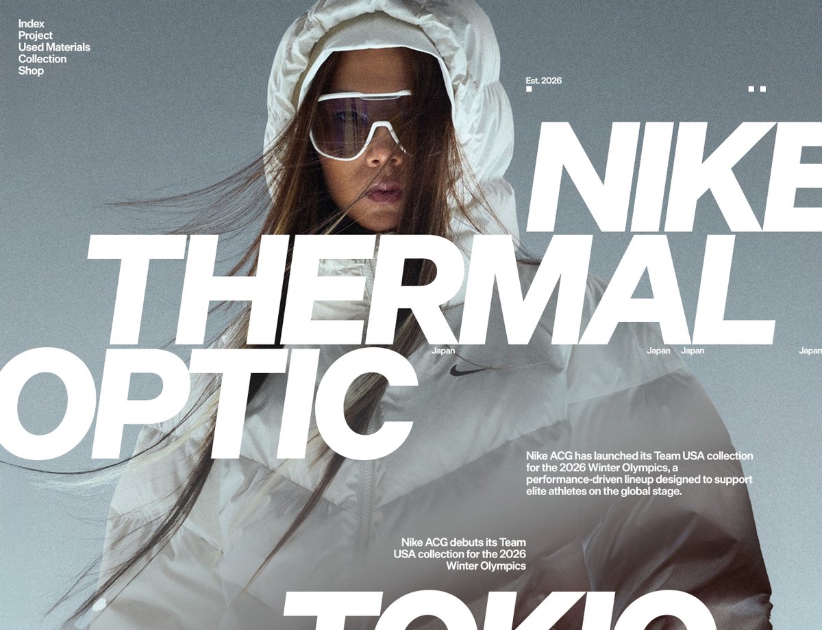 oliver_gareis's tweet image. I designed some fashion-inspired editorial layout concepts for Nike's Thermal Optic collection

↳ Master typography &amp;amp; layout - The foundation of timeless web design. Join 300+ designers inside my 13-hour online course typomonday.com/course 

#typography #design