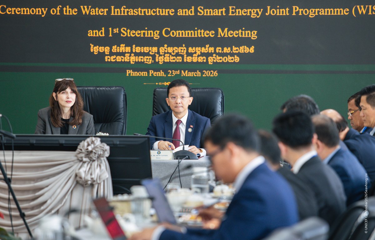 UNCambodia's tweet photo. Today, MISTI, in partnership with the UN in Cambodia – UNICEF &amp; UNCDF, announced the launch of the WISE JP, a groundbreaking blended‑finance programme designed to accelerate access to climate‑resilient, safely managed water services across #Cambodia.

https://t.co/mVB64d0Vre https://t.co/u4Uj3aVGqI