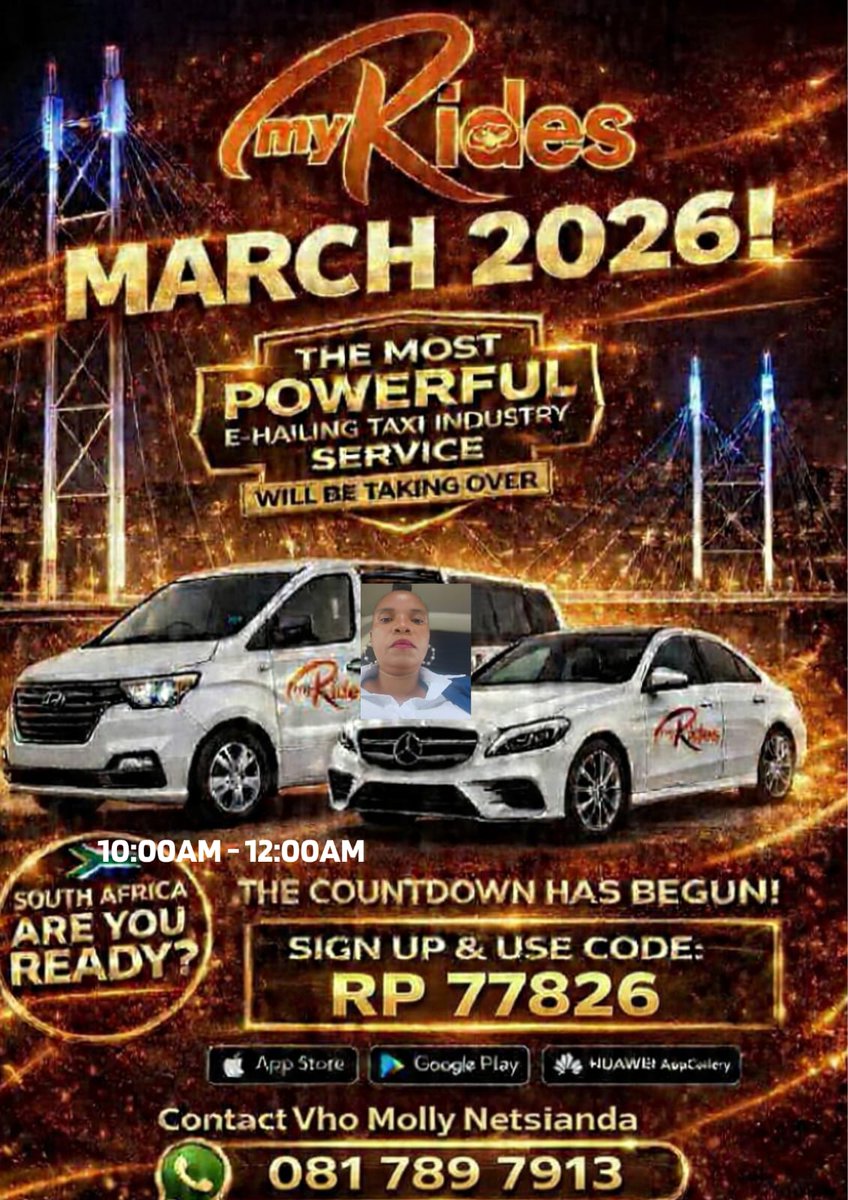 BrineKays's tweet photo. My Ride
South Africa's Most Powerful E-Hailing Platform 
Contact : Molly / 0817897913 for more information 
#MyRide
#Ehailing https://t.co/wyZzjZMbz8