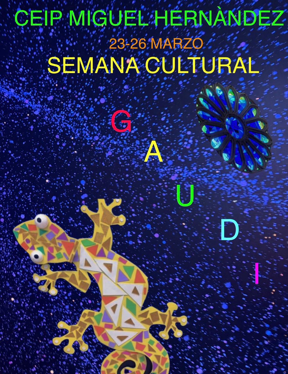 Esta semana disfrutaremos de nuestra Semana Cultural con talleres, cuentacuentos, murales, concursos y muchas sorpresas más sobre GAUDÍ y sus obras.