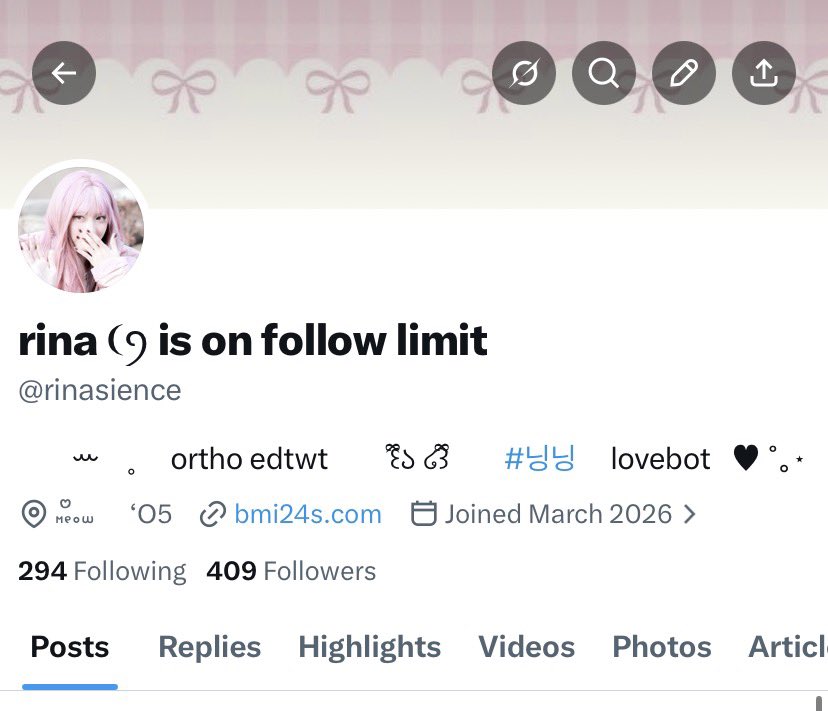 rina ❨ꪆ is on follow limit tweet media