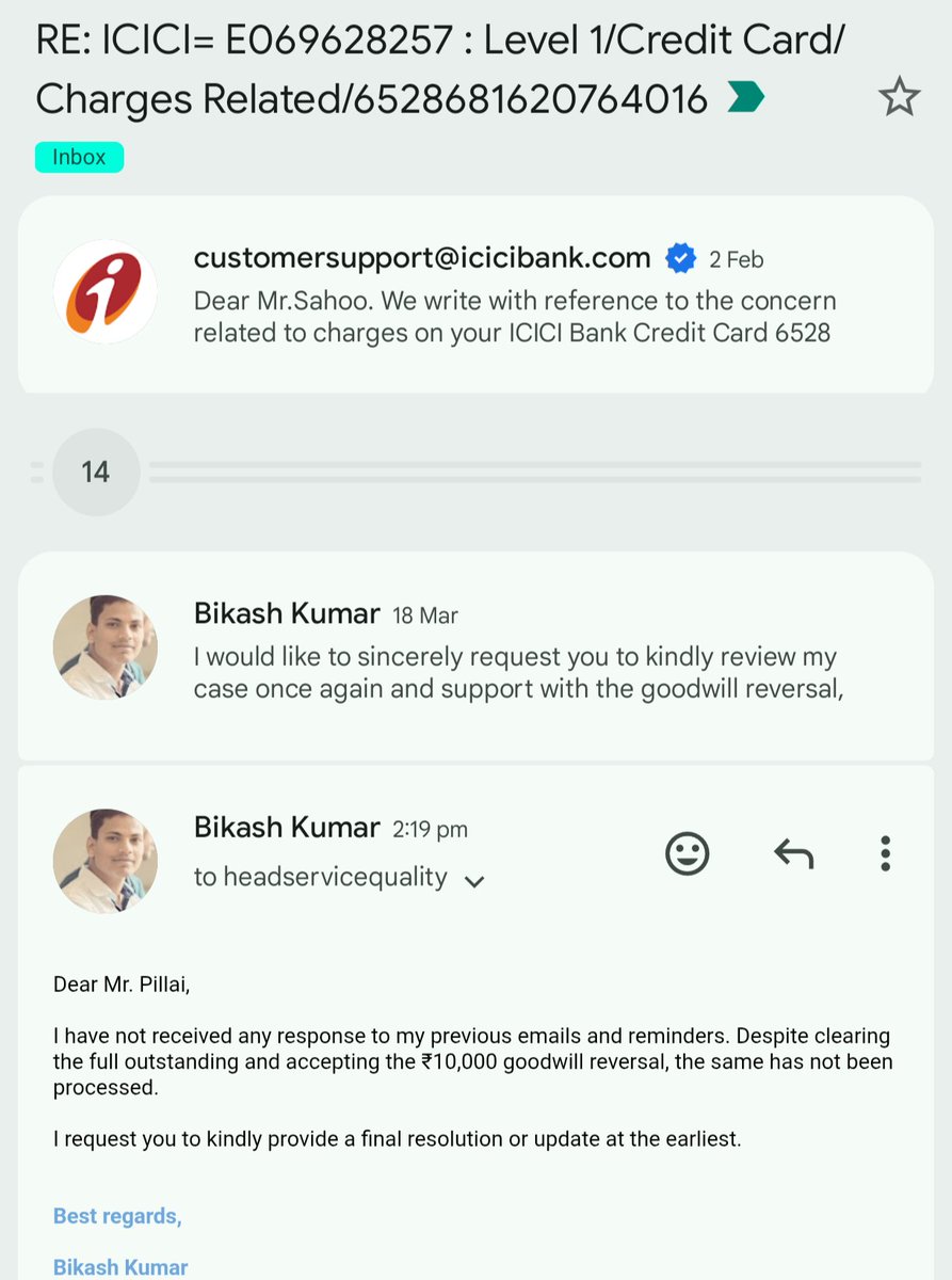 ImVVictory's tweet photo. No response from @ICICIBank despite multiple follow-ups
Full payment of ₹4.43L done. Documents submitted ₹10,000 reversal committed but not honoured
Extremely poor grievance handling &amp; 0 accountability
Request immediate action from @RBI @FinMinIndia
@ICICIBank @ICICIBank_Care https://t.co/FRLChji8jS