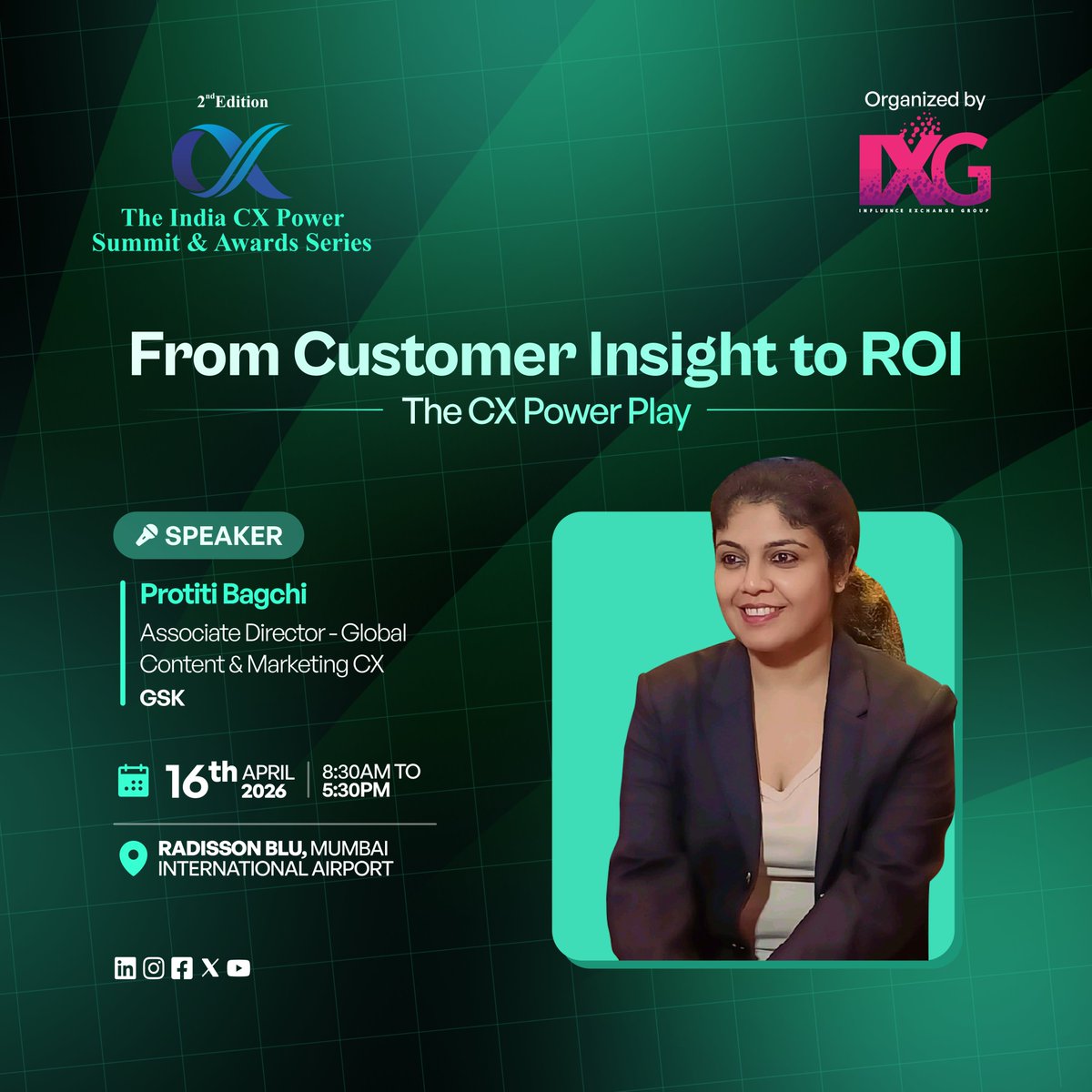 IXG2024's tweet photo. Hear from Protiti Bagchi, Associate Director - Global Content &amp; Marketing CX @GSK at the #2ndindiacx2026

Join us - https://t.co/7BOxBoJ57I

 #indiacxseries  #GSK #IndiaCXPowerSummit #CustomerExperience #GenAI #CXLeadership #PharmaMarketing #GlobalCX #CXCommunity https://t.co/LQpeldAwvz