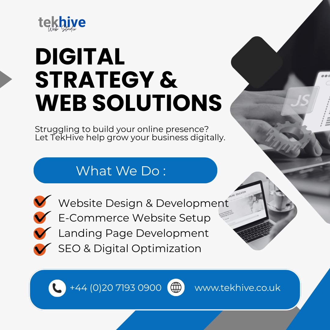 Not getting results online? You might be missing the right strategy.

✨ Smart digital strategies
💻 High-performing websites
📈 Solutions built for real results

Start building your online success today.
tekhive.co.uk

#DigitalMarketing
 #WebDesign
 #BusinessGrowth