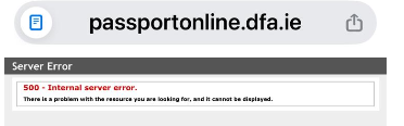 aidanlawless's tweet photo. @dfatirl The passport application site has been broken for the last few days... https://t.co/oI0HcjXGLB