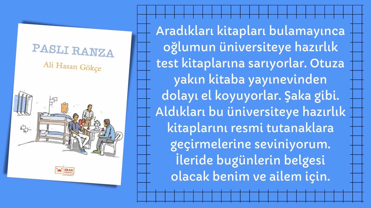 İYİ Kİ BURADAYIM
Ali Hasan Gökçe / <a href="/AliHasanGkc/">Ali Hasan Gökçe</a>

Burada zorluklar ve mahrumiyetler saymakla bitmez. Fakat her şeye rağmen Allah’ın izni ve verdiği sabır sayesinde ben “iyi ki buradayım” sözümün arkasındayım.

👇👇👇
crabpublishing.com/hatira/iyi-ki-…