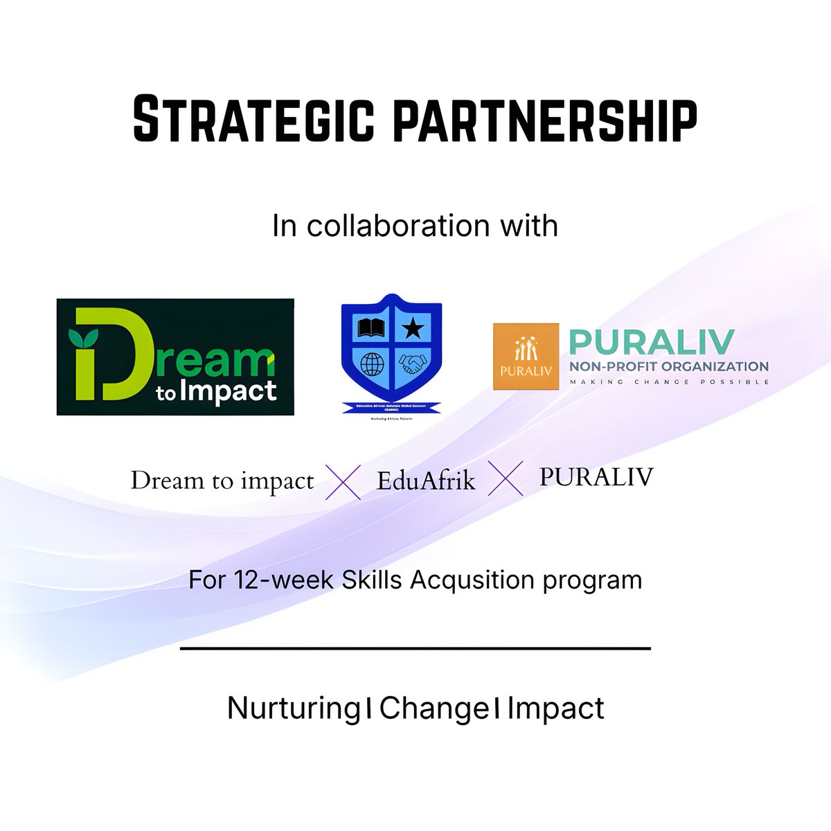 dreamtoimpact's tweet photo. Dream to Impact is thrilled to announce a strategic partnership with Education African Scholars Global Connect and Puraliv to launch the Summer 2026 Skills Acquisition Program!
#EducationForAll #EmpowerTheNextGen #AfricaRising #TechAndAI #ResearchSkills #dreamtoimpact https://t.co/jpNNtcDkZy