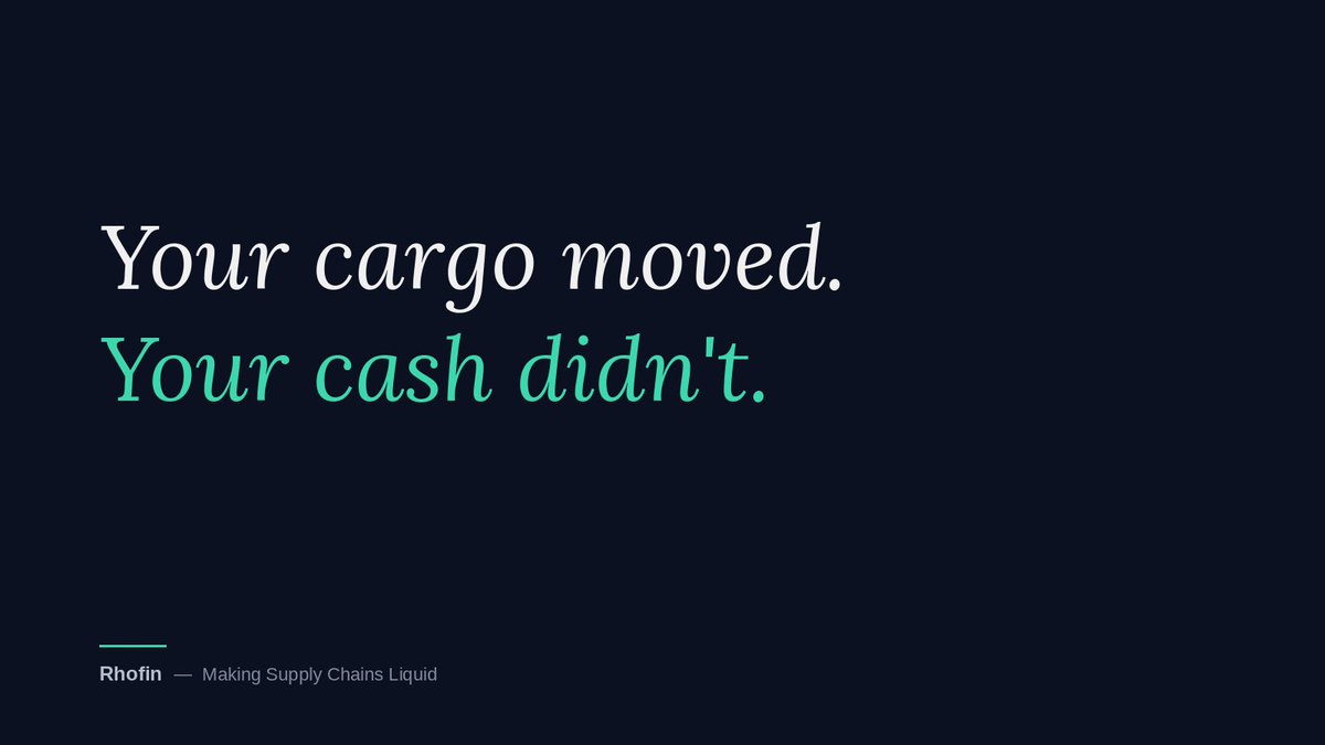 RhofinHQ's tweet photo. Most SME shippers wait 60–90 days to get paid after their cargo delivers, while their growth capital sits frozen.  We're building Rhofin: embedded cargo finance, powered by the shipment data that already exists inside logistics platforms.  Looking for early shippers to build with https://t.co/IKgh6su3oY