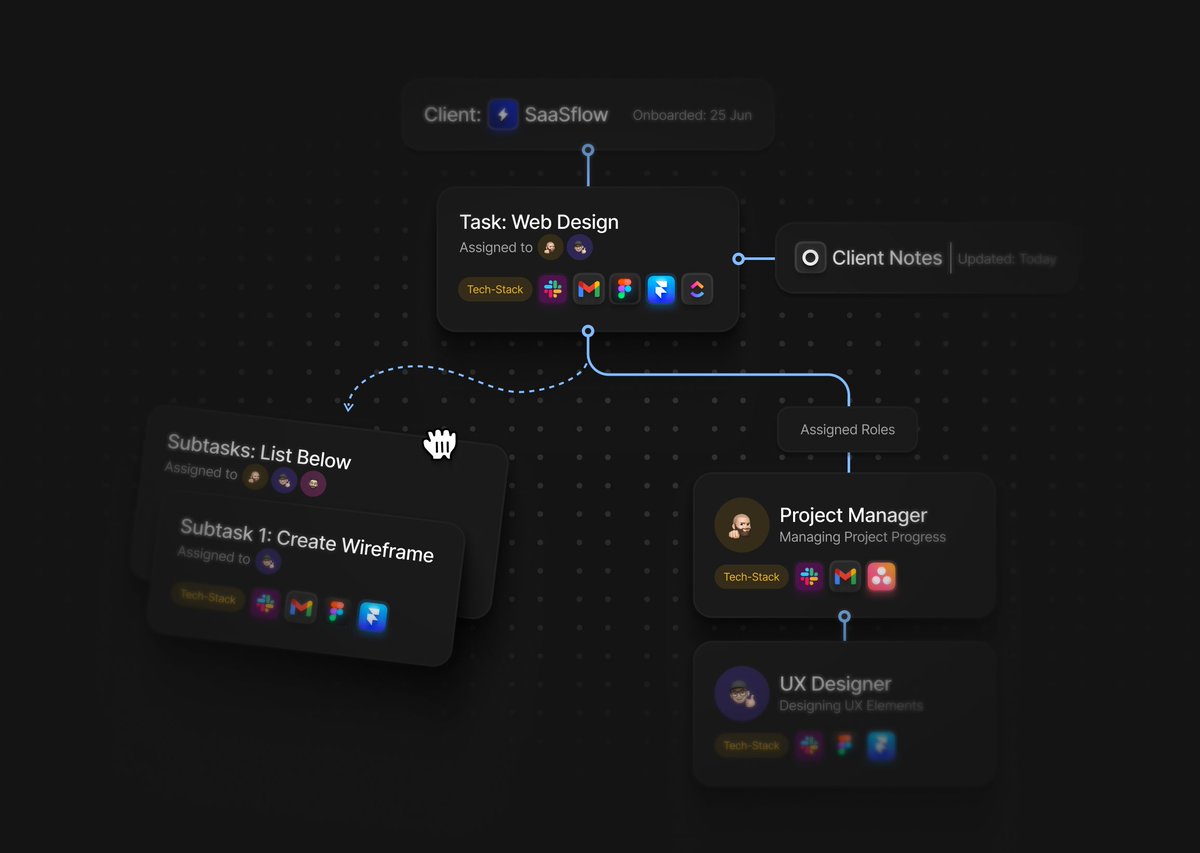 Custom flow illustration in dark mode