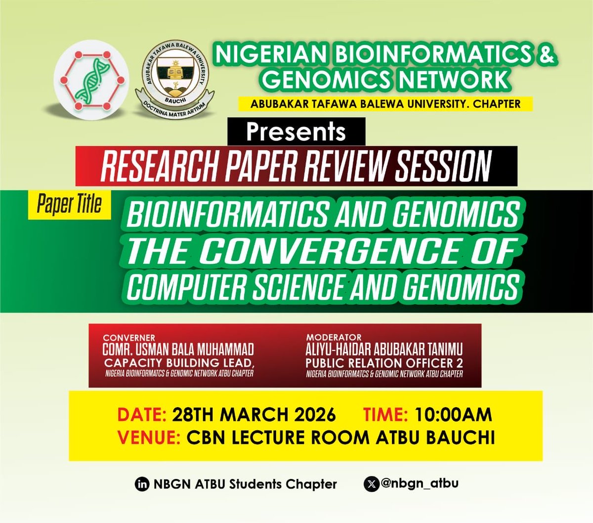Nigerian Bioinformatics and Genomic Network ATBU tweet media